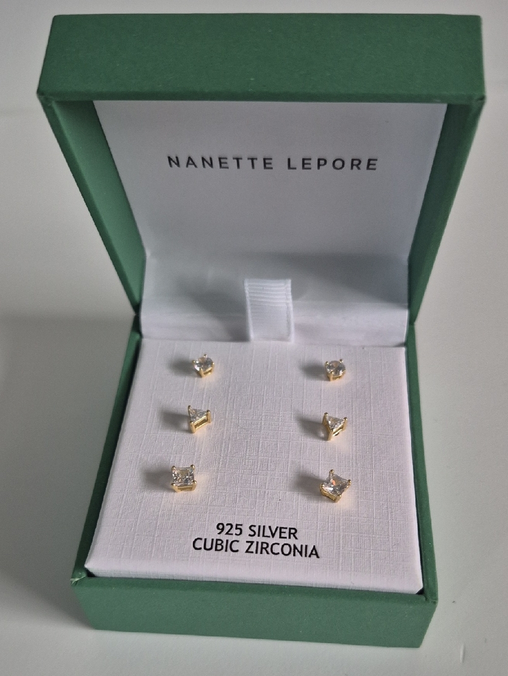 Nanette Lepore Gold & White Cubic Zirconia 3-Pair Stud Earring Set
